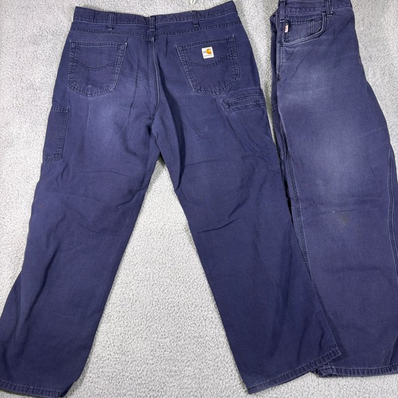 Lot of 2 Carhartt FR 38X30 Navy Blue Cotton Nylon Flame Resistant Work Pants - Picture 6 of 9